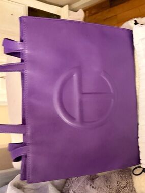 Telfar Grape Iconic Large Embossed Logo Shopping Bag